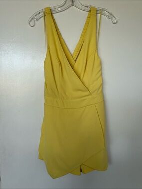 Caribbean Queen Bright Yellow Sleeveless Wrap Romper